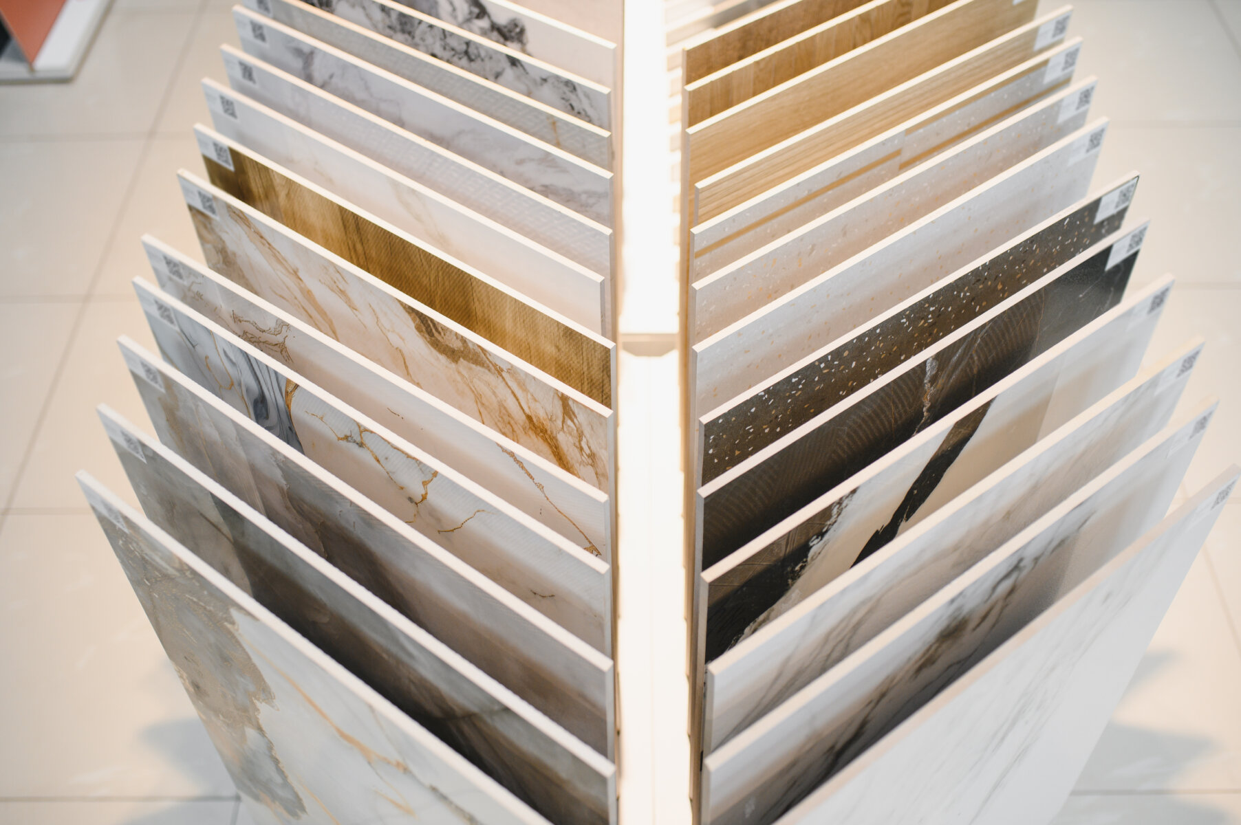 Exposition of ceramics in a showroom architect marble